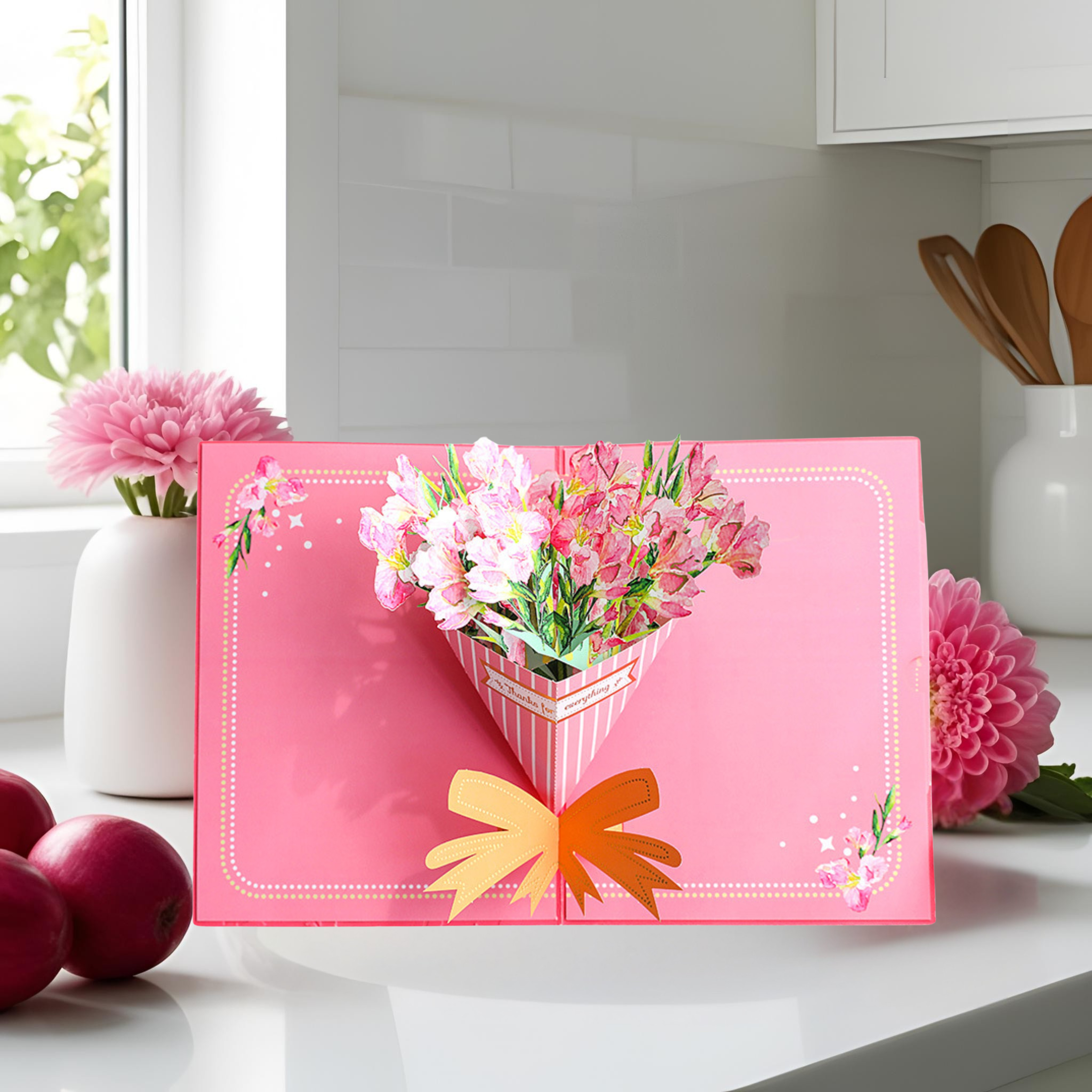3D Pop-Up Flower Bouquet Card – Intricate Laser-cut Nuoerp