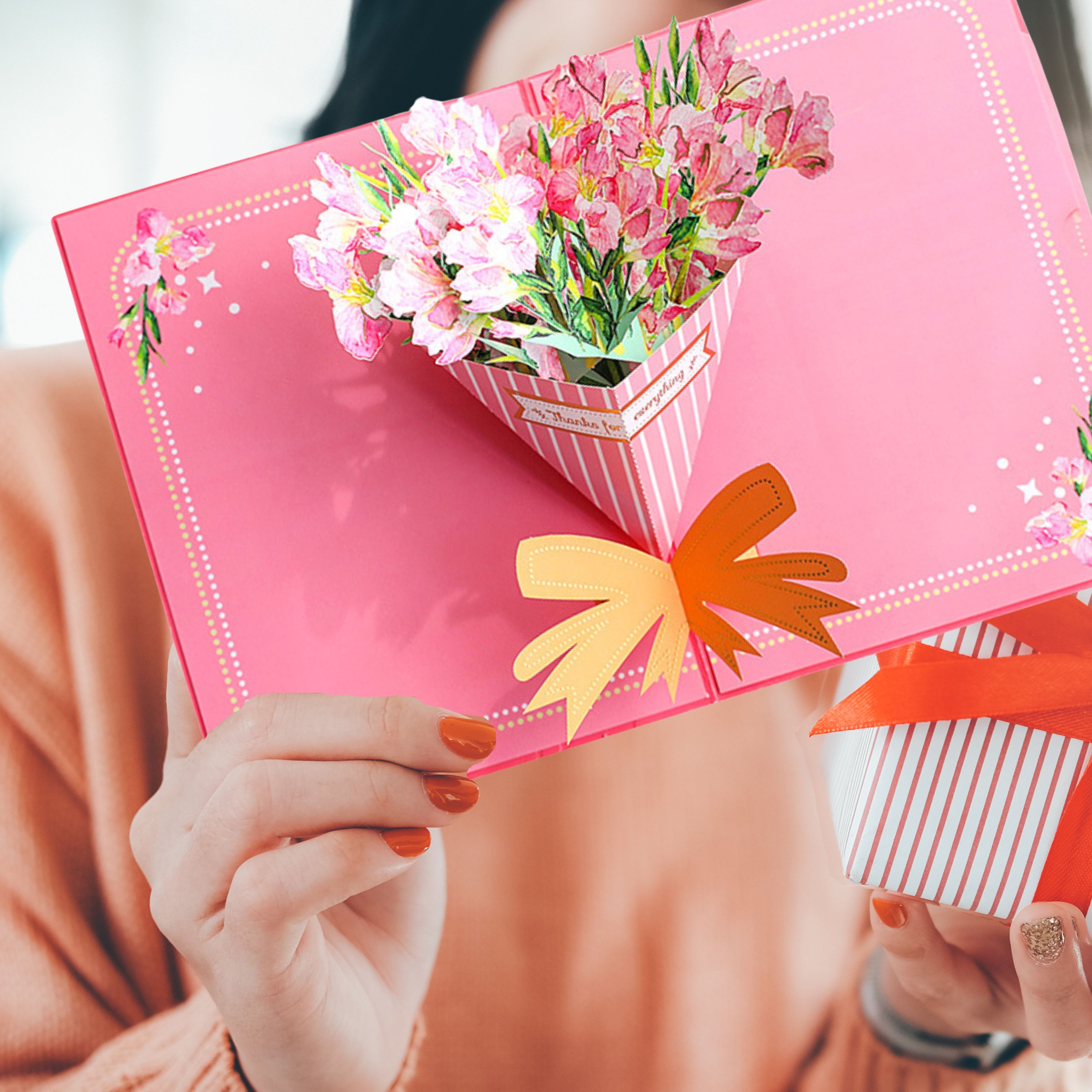 3D Pop-Up Flower Bouquet Card – Intricate Laser-cut Nuoerp