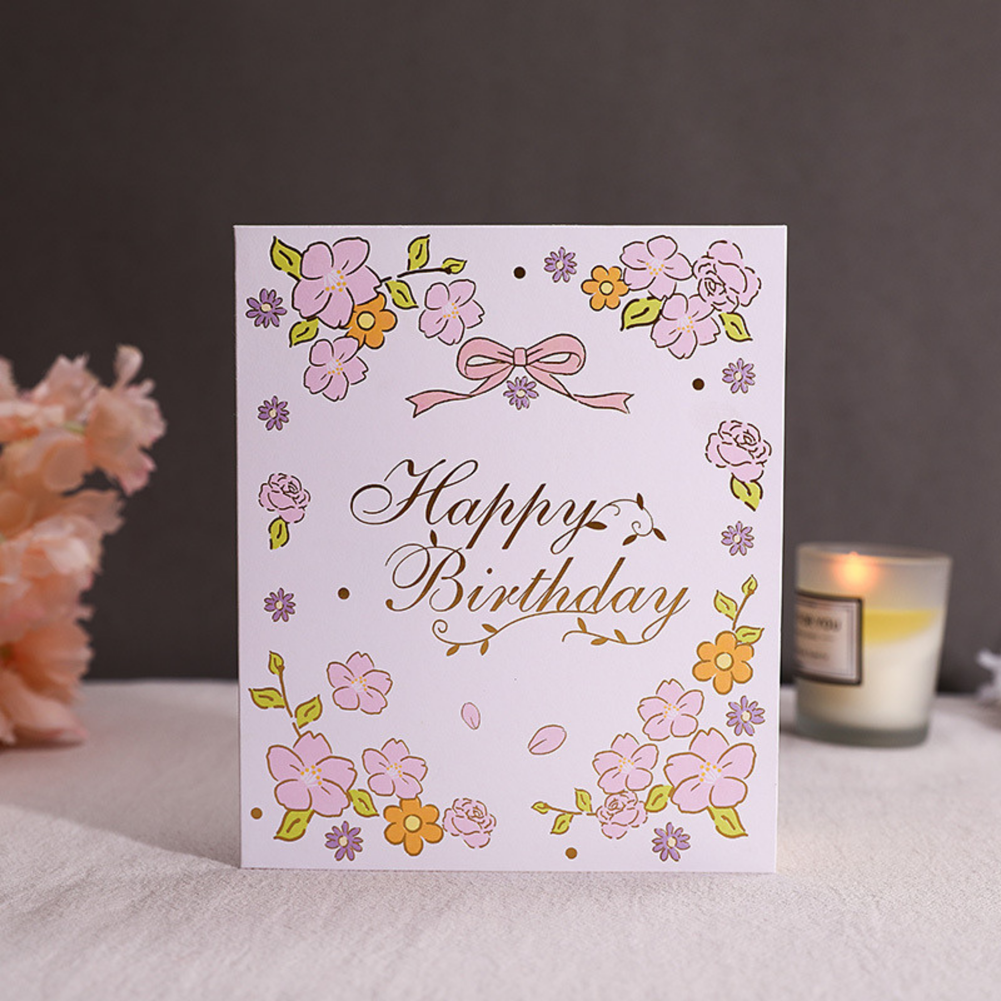 NUOERP INC 3D Pop-Up Birthday Card – Intricate Laser-cut ‘Clear Acrylic Birthday Cake’ Design, Candle & Floral Accent, All Age Birthday Gift Card– Includes Matching Envelope Nuoerp
