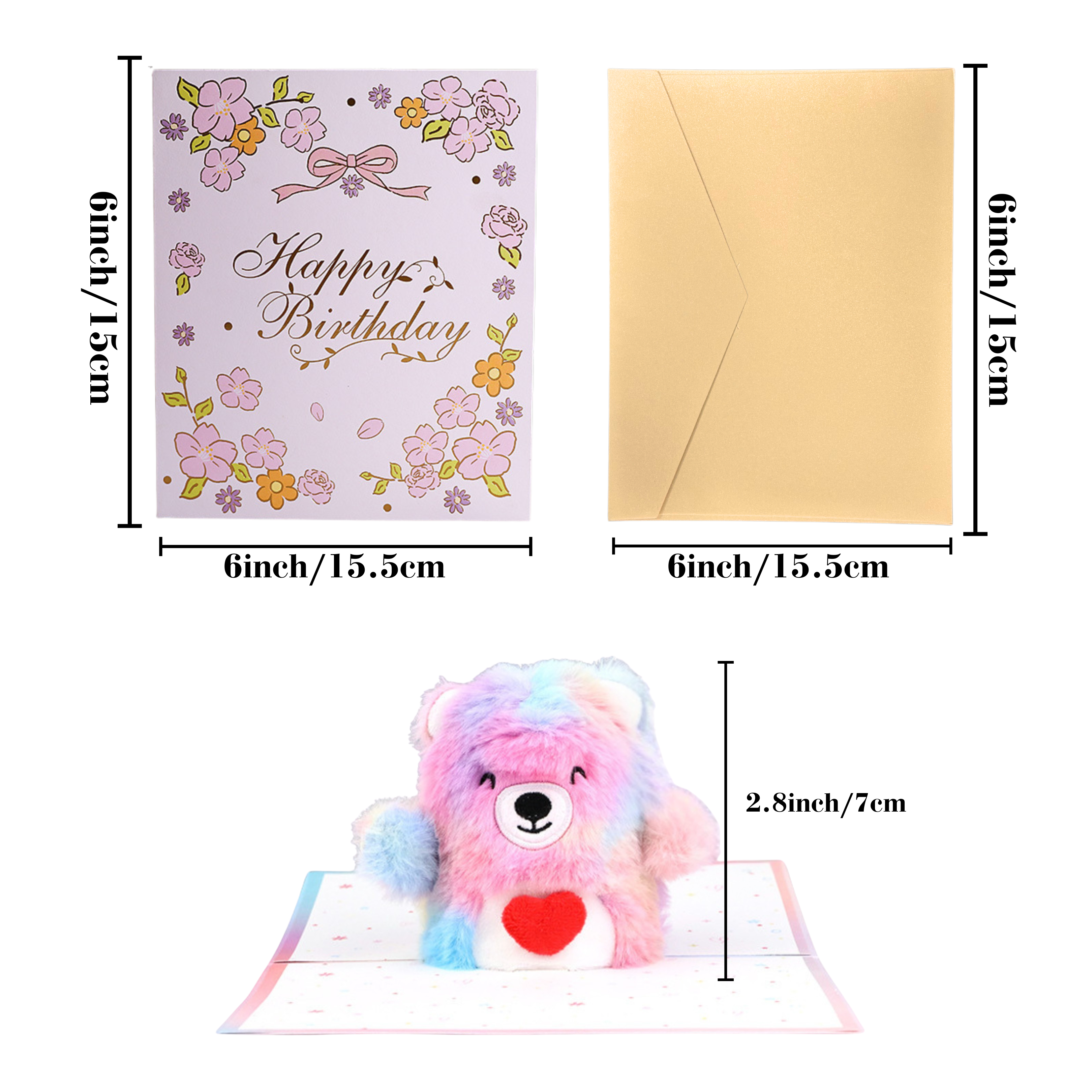 NUOERP INC 3D Pop-Up Birthday Card – Intricate Laser-cut ‘Clear Acrylic Birthday Cake’ Design, Candle & Floral Accent, All Age Birthday Gift Card– Includes Matching Envelope Nuoerp