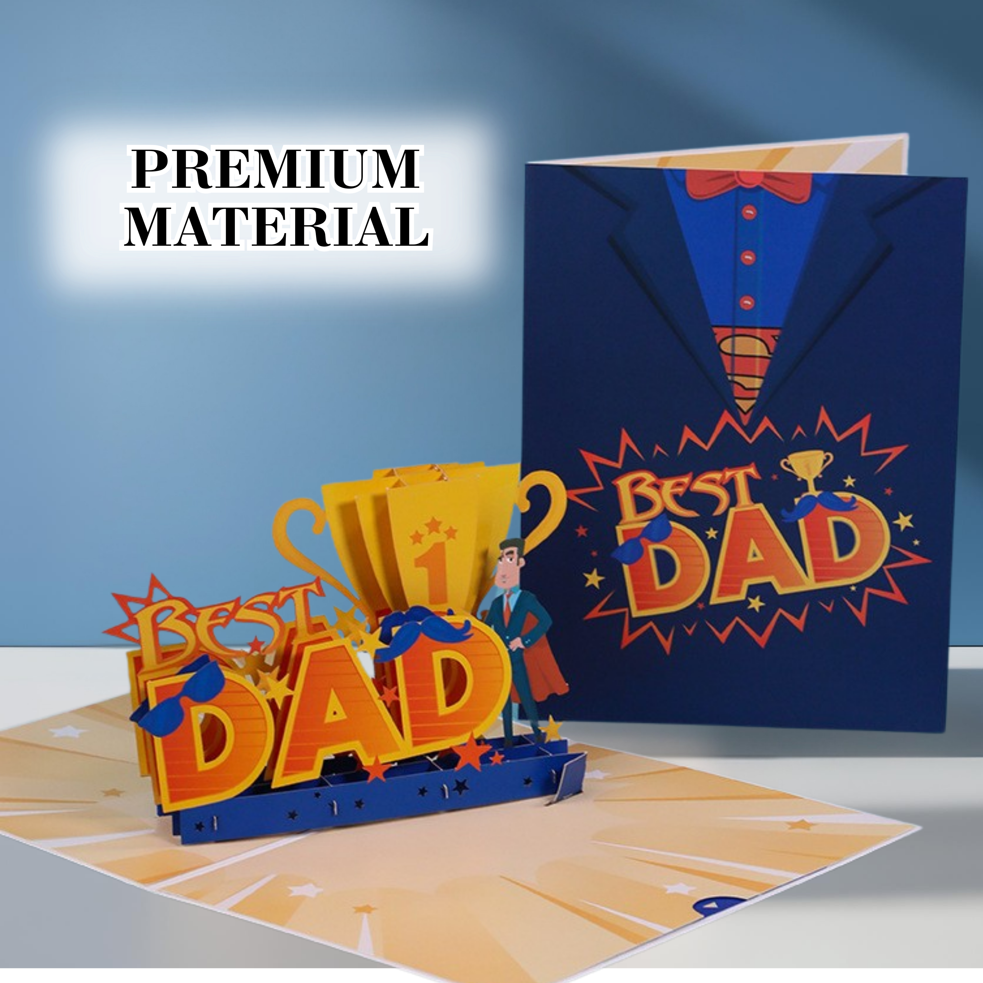 NUOERP 3D Pop-Up Father’s Day Card – Laser-Cut ‘Best Dad’ Design, Greeting Card with Envelope & Message Insert – Unique Fathers Day Pop Up Card, 3D Card Gift for Dad from Son or Daughter Nuoerp