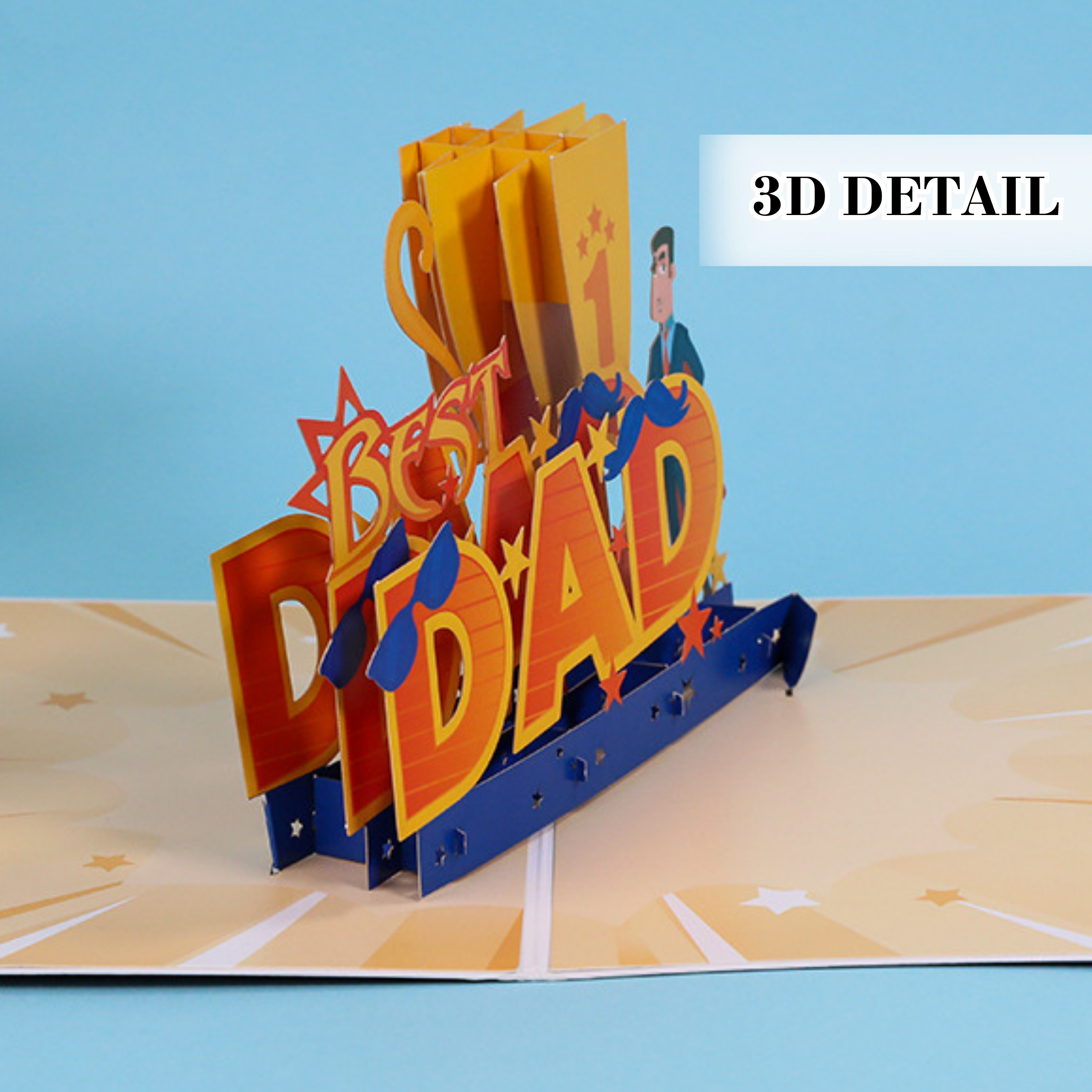 NUOERP 3D Pop-Up Father’s Day Card – Laser-Cut ‘Best Dad’ Design, Greeting Card with Envelope & Message Insert – Unique Fathers Day Pop Up Card, 3D Card Gift for Dad from Son or Daughter Nuoerp
