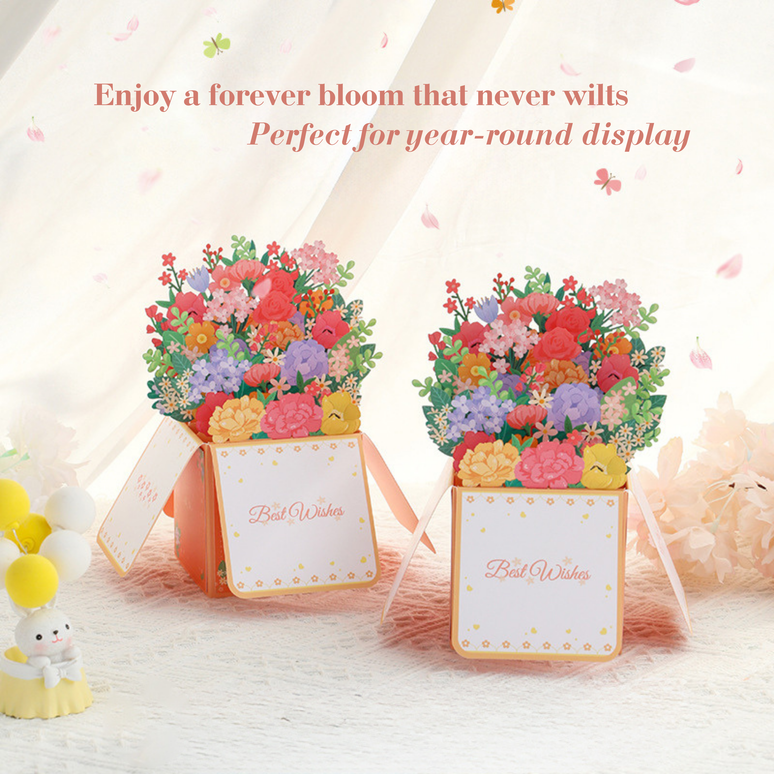 3D Pop-Up Flower Bouquet Gift Box Card – Intricate Laser-cut ‘Floral Arrangement’ Design Nuoerp