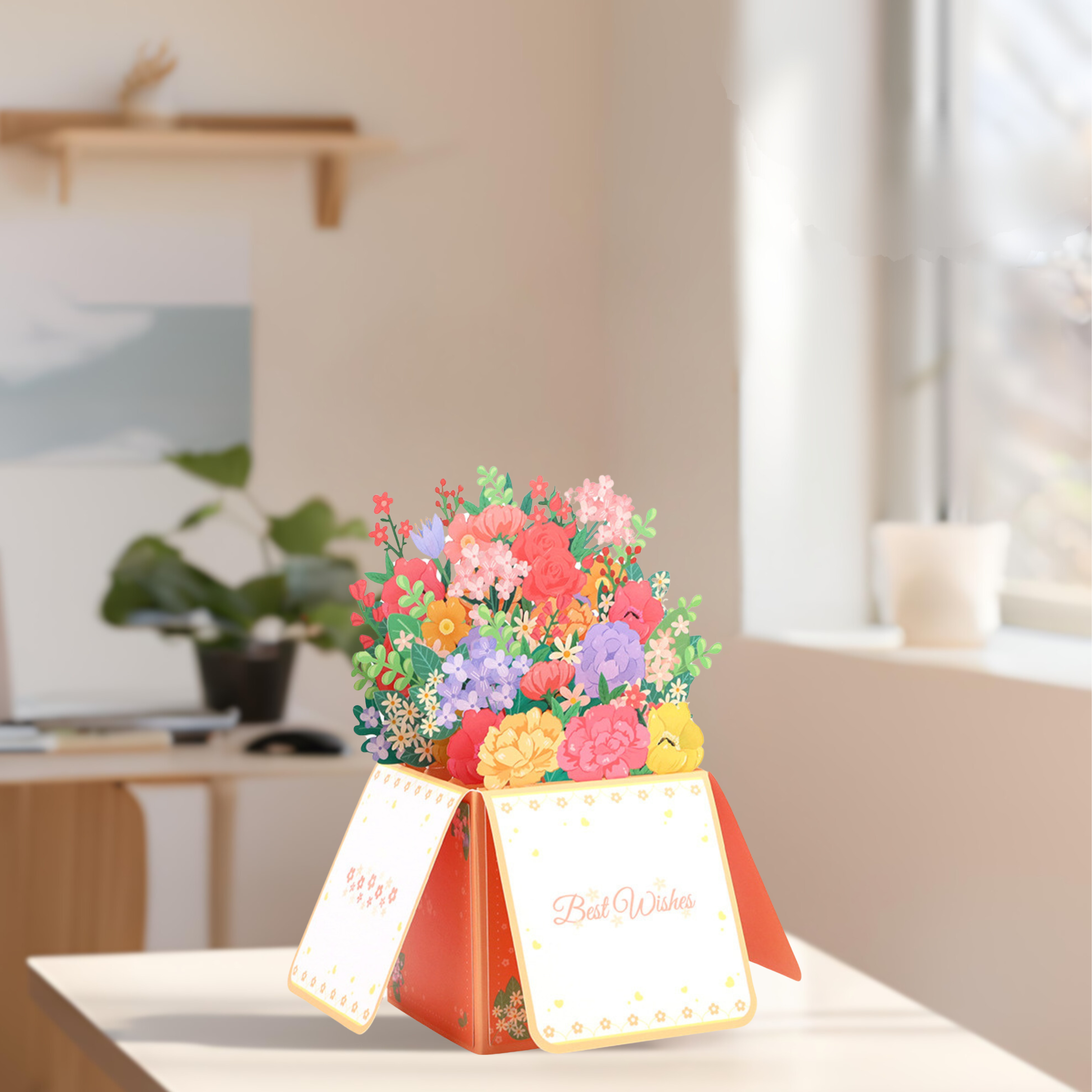 3D Pop-Up Flower Bouquet Gift Box Card – Intricate Laser-cut ‘Floral Arrangement’ Design Nuoerp