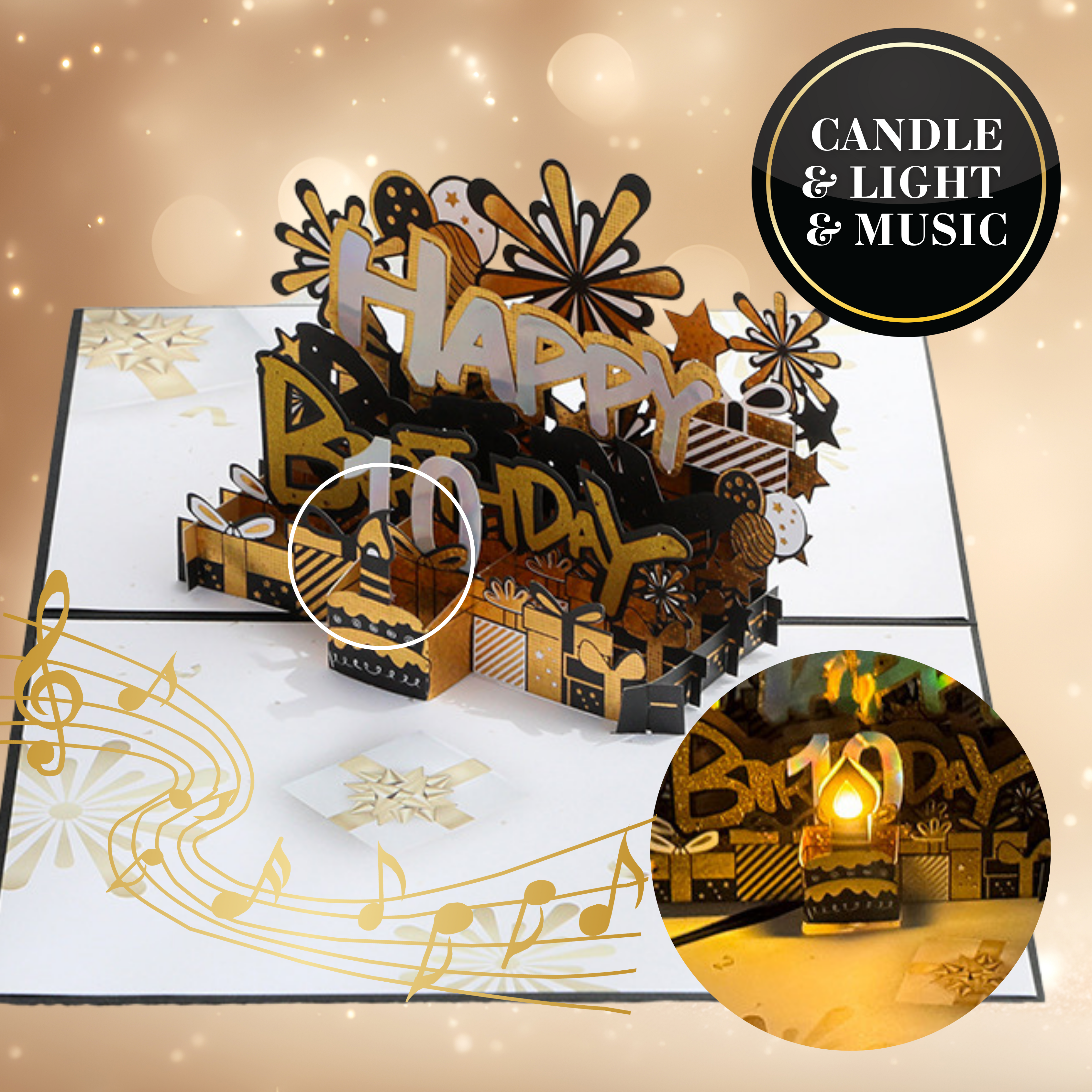 NUOERP INC 3D Pop-Up Birthday Card with Customizable Voice Recording Nuoerp