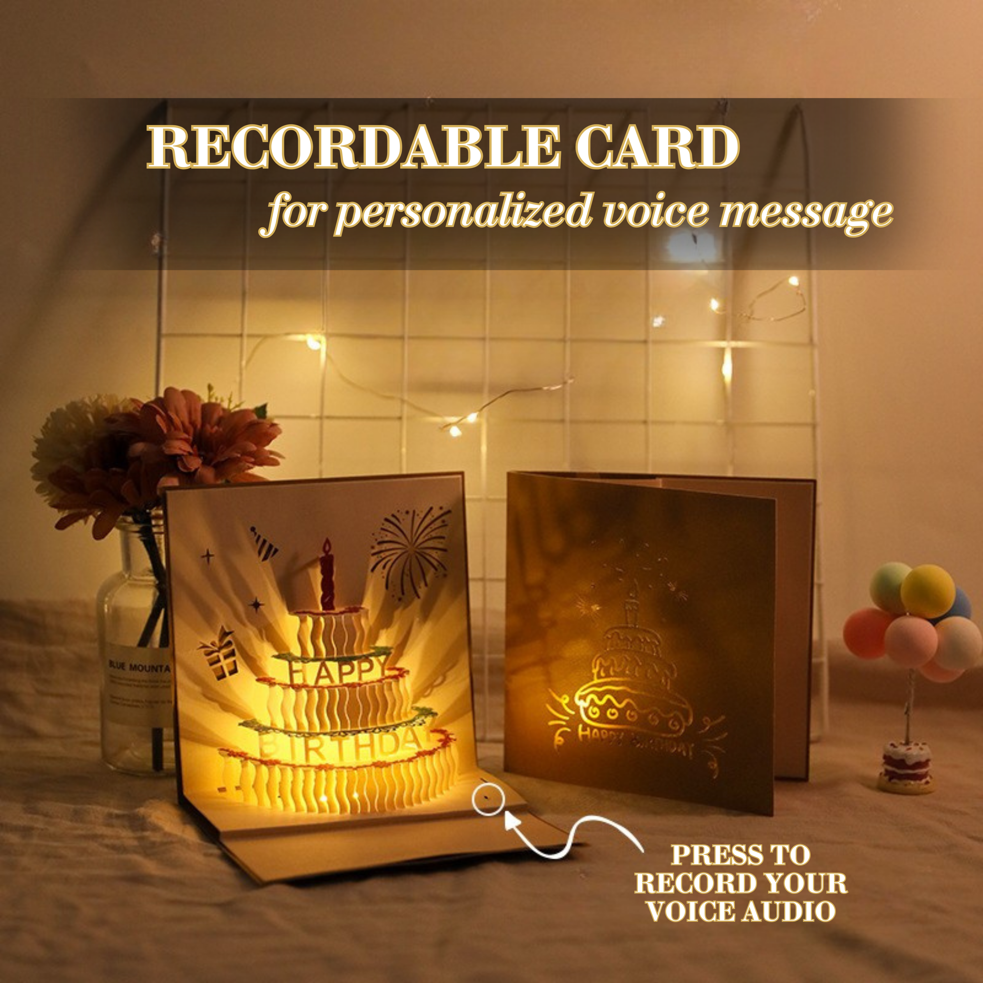 3D Pop-Up Birthday Card – Intricate Laser-cut Clear Acrylic Birthday Cake Design Nuoerp