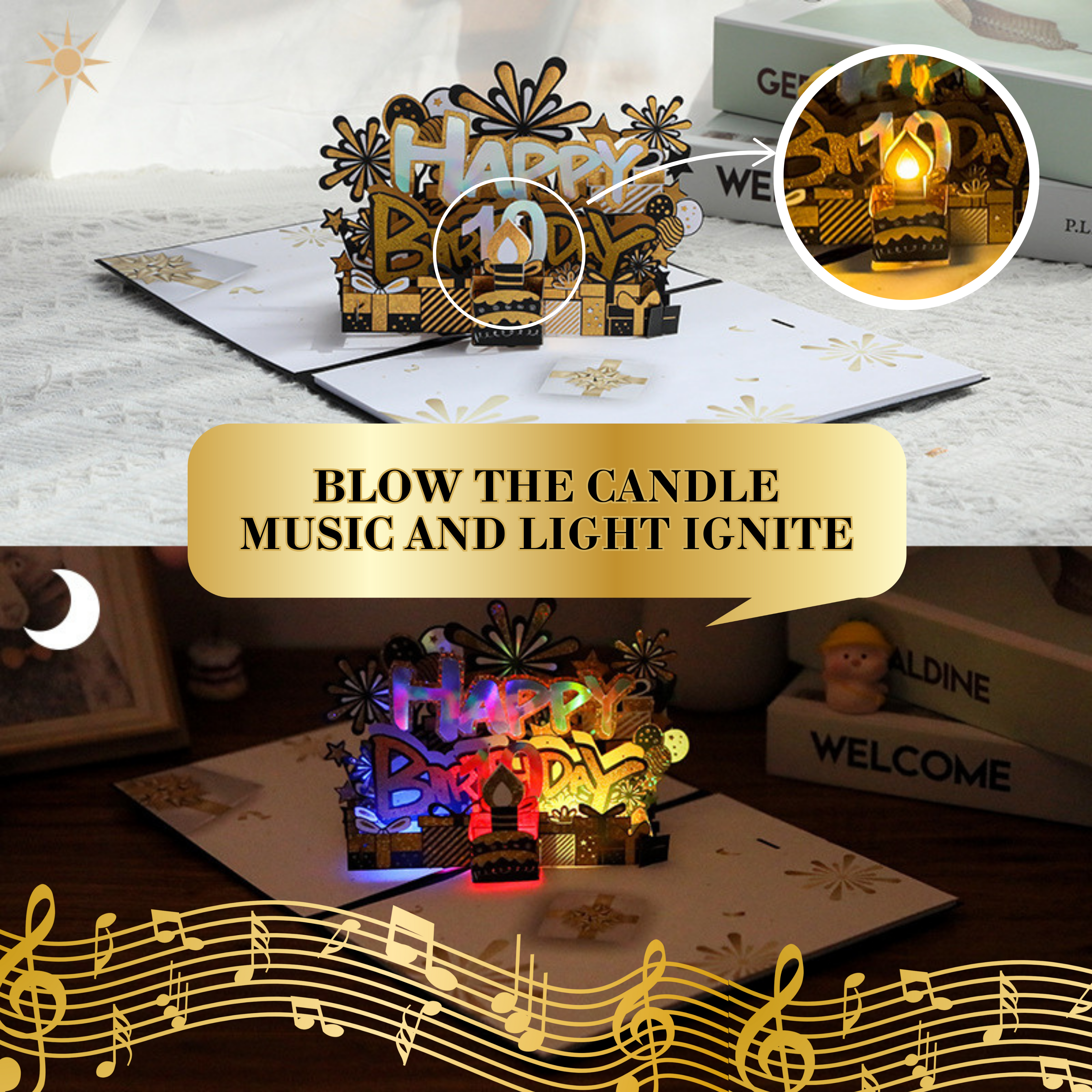 NUOERP INC 3D Pop-Up Birthday Card with Customizable Voice Recording Nuoerp