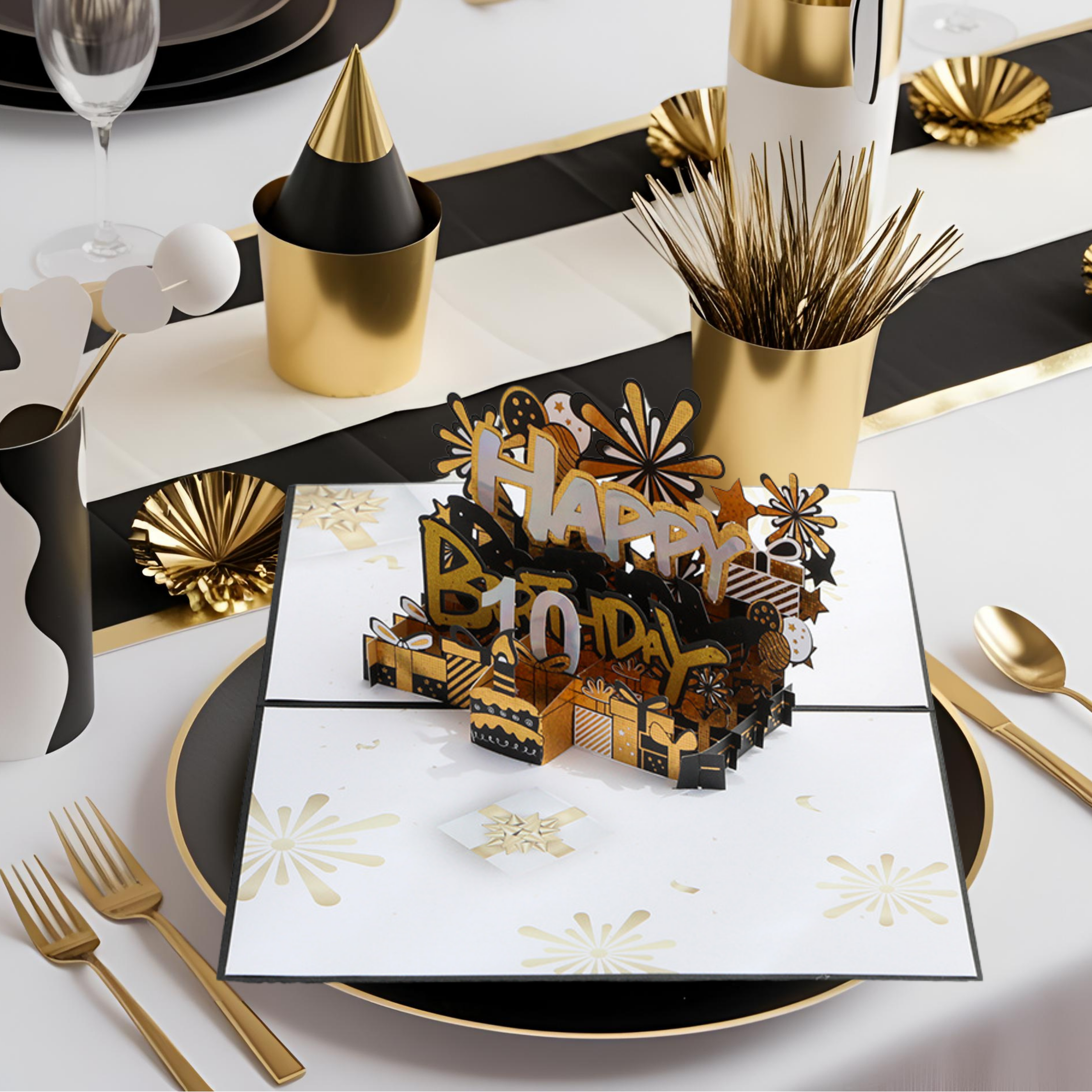 NUOERP INC 3D Pop-Up Birthday Card with Customizable Voice Recording Nuoerp
