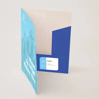 Business advertisement promotion paper file folder with pocket and business slot Film Lamination 4c+4c CMYK Pantone