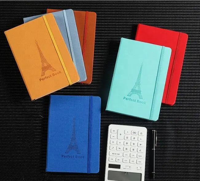 Personalized Custom A5 daily agenda Journal Diary PU Leather Cover with Elastic Band A5 A4 A3 China 4c Offset Printing