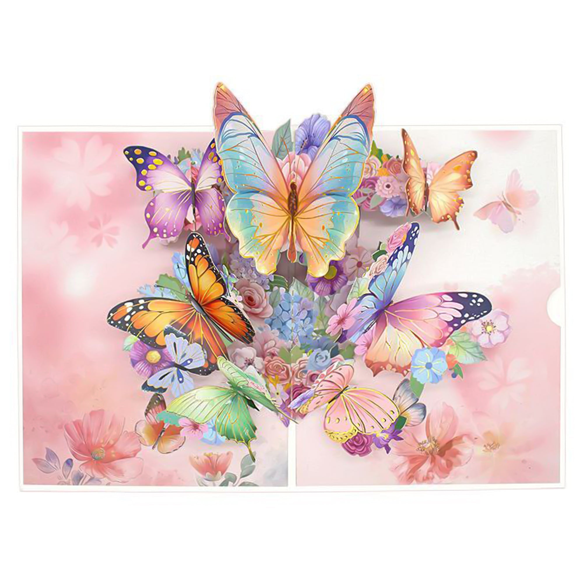 3D Pop-Up Butterflies – Elegant Laser-Cut Design with Gold Foil & Floral Accents – Love Pop Style Greeting for Wedding, Anniversary, Sympathy, Thank You, Keepsake, Congratulations & More – NUOERP Nuoerp