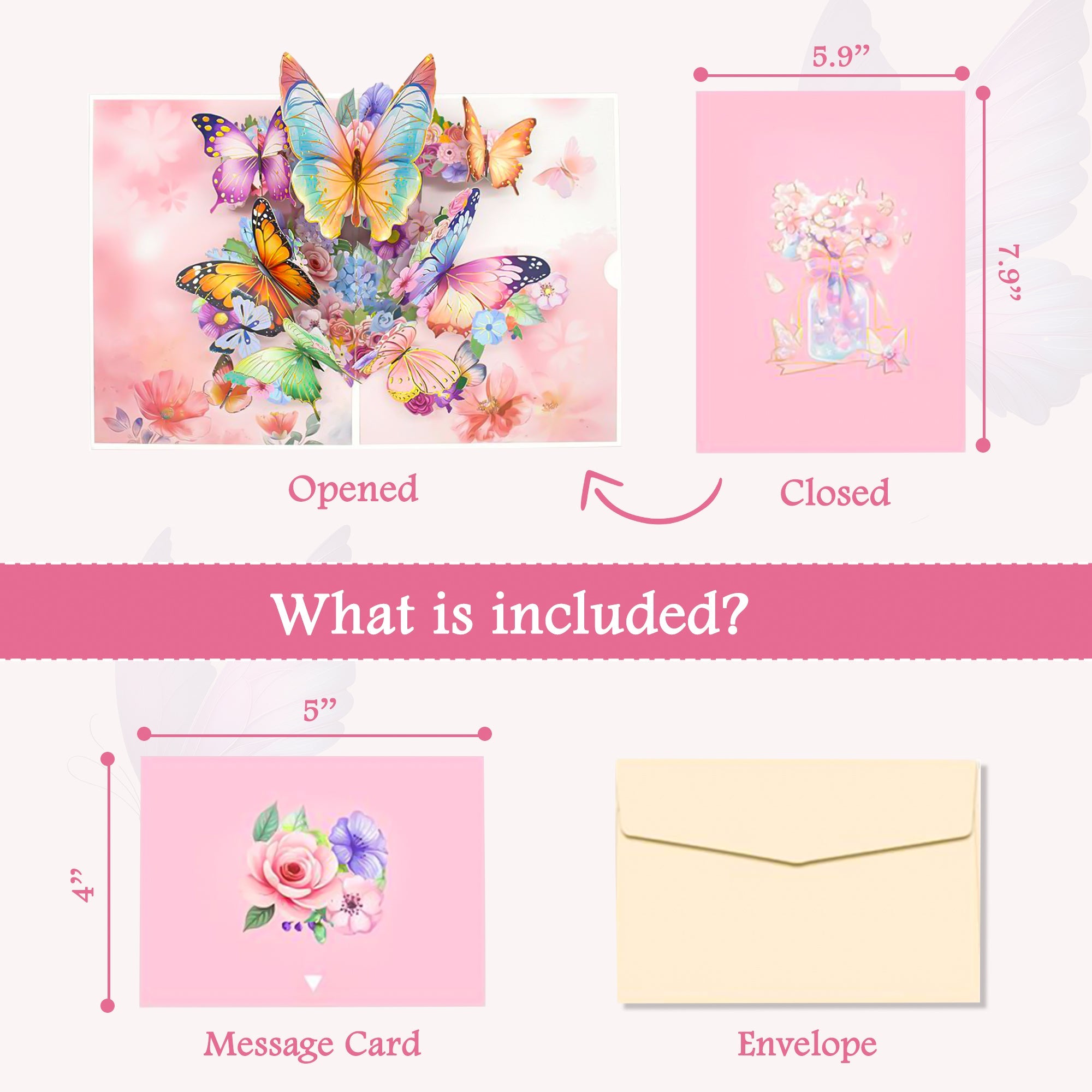 3D Pop-Up Butterflies – Elegant Laser-Cut Design with Gold Foil & Floral Accents – Love Pop Style Greeting for Wedding, Anniversary, Sympathy, Thank You, Keepsake, Congratulations & More – NUOERP Nuoerp