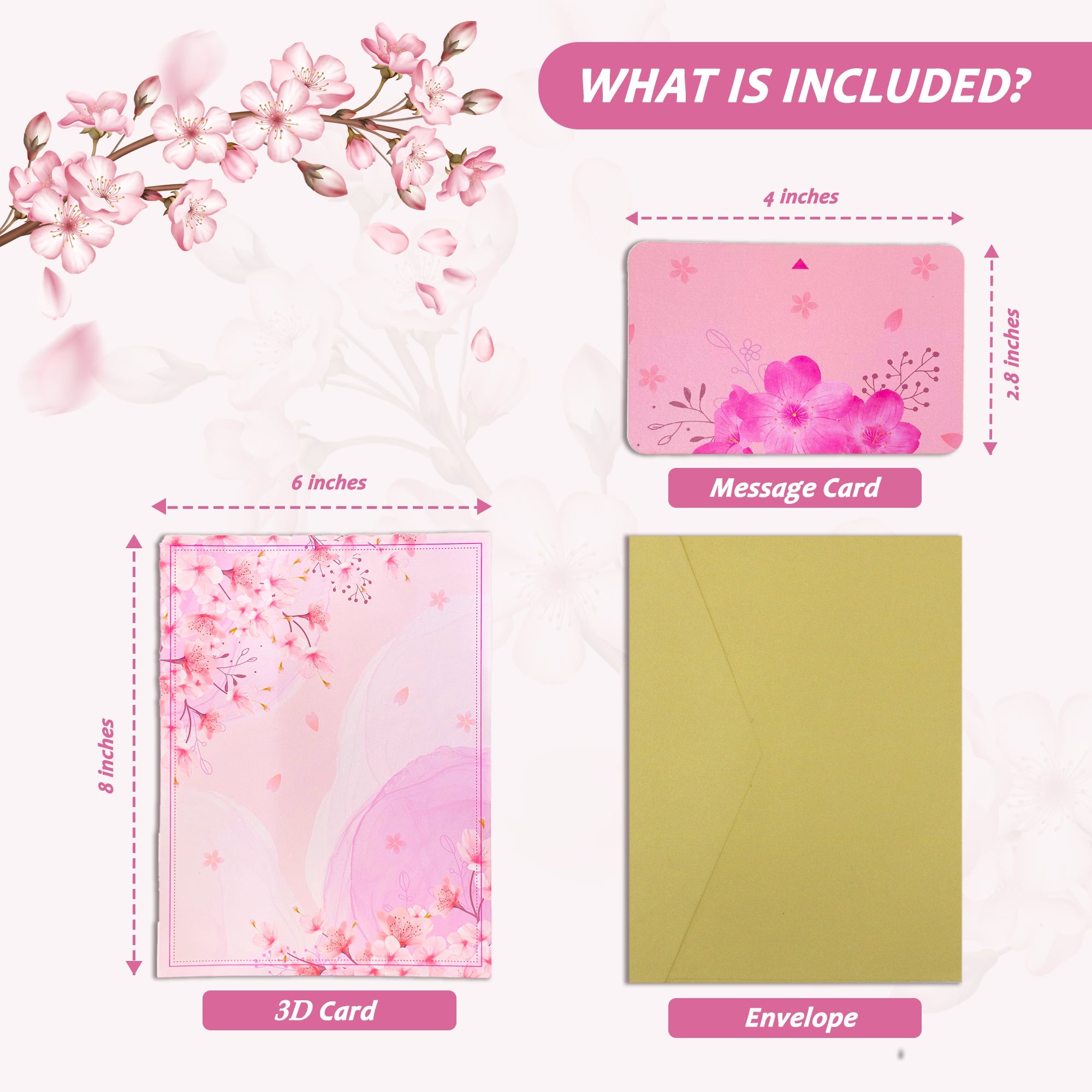 3D Sakura Cherry Blossom Pop-Up – Intricate Laser-Cut Design with Envelope – All Occasion Greeting for Birthday, Anniversary, Thank You – Elegant Spring Keepsake Gift by NUOERP Nuoerp