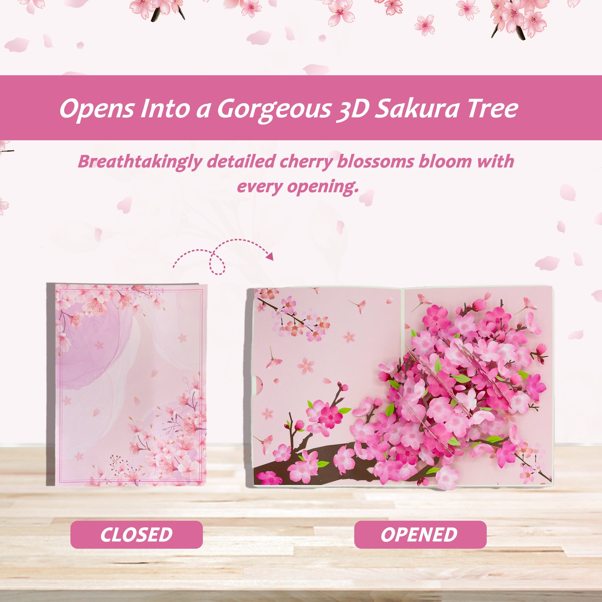 3D Sakura Cherry Blossom Pop-Up – Intricate Laser-Cut Design with Envelope – All Occasion Greeting for Birthday, Anniversary, Thank You – Elegant Spring Keepsake Gift by NUOERP Nuoerp
