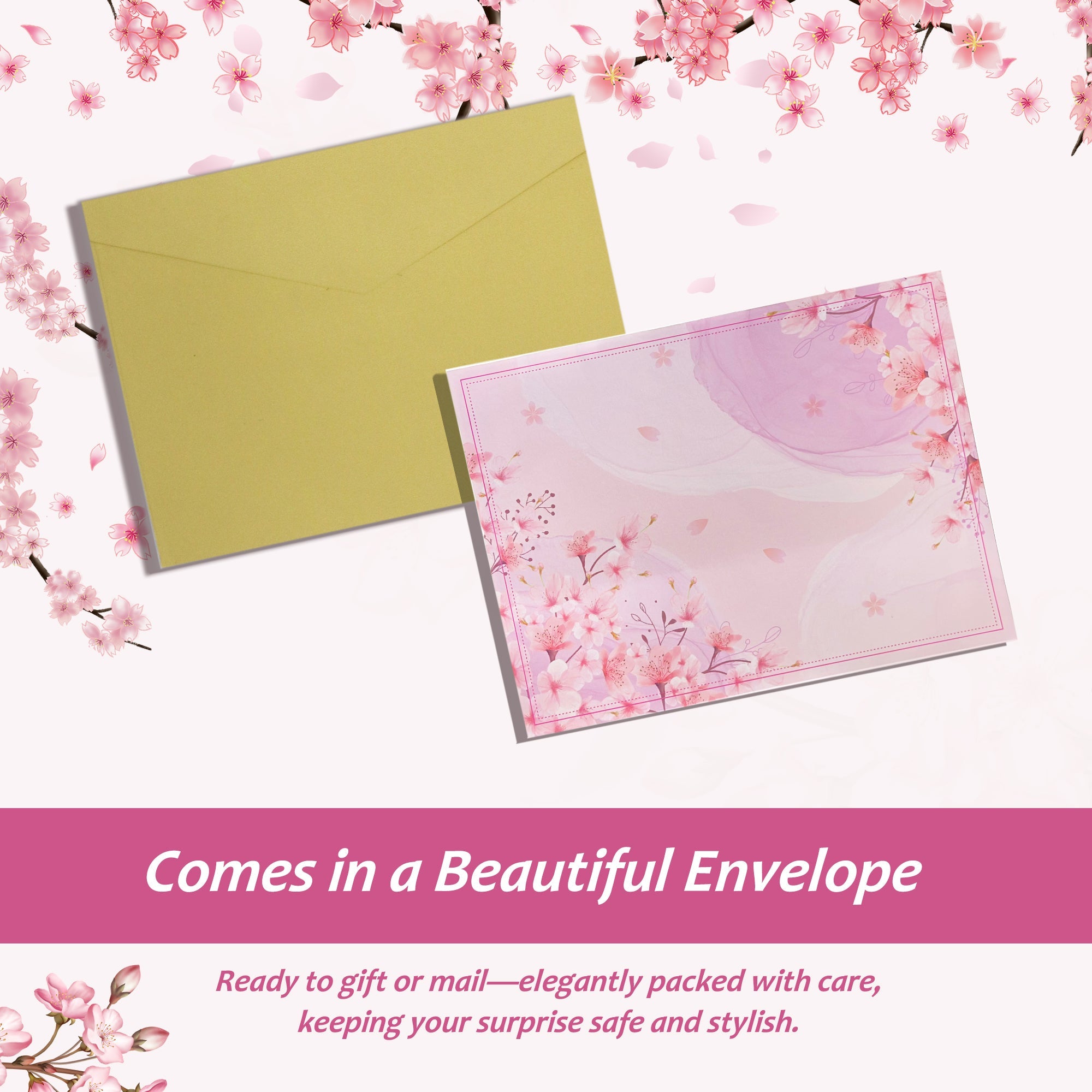 3D Sakura Cherry Blossom Pop-Up – Intricate Laser-Cut Design with Envelope – All Occasion Greeting for Birthday, Anniversary, Thank You – Elegant Spring Keepsake Gift by NUOERP Nuoerp