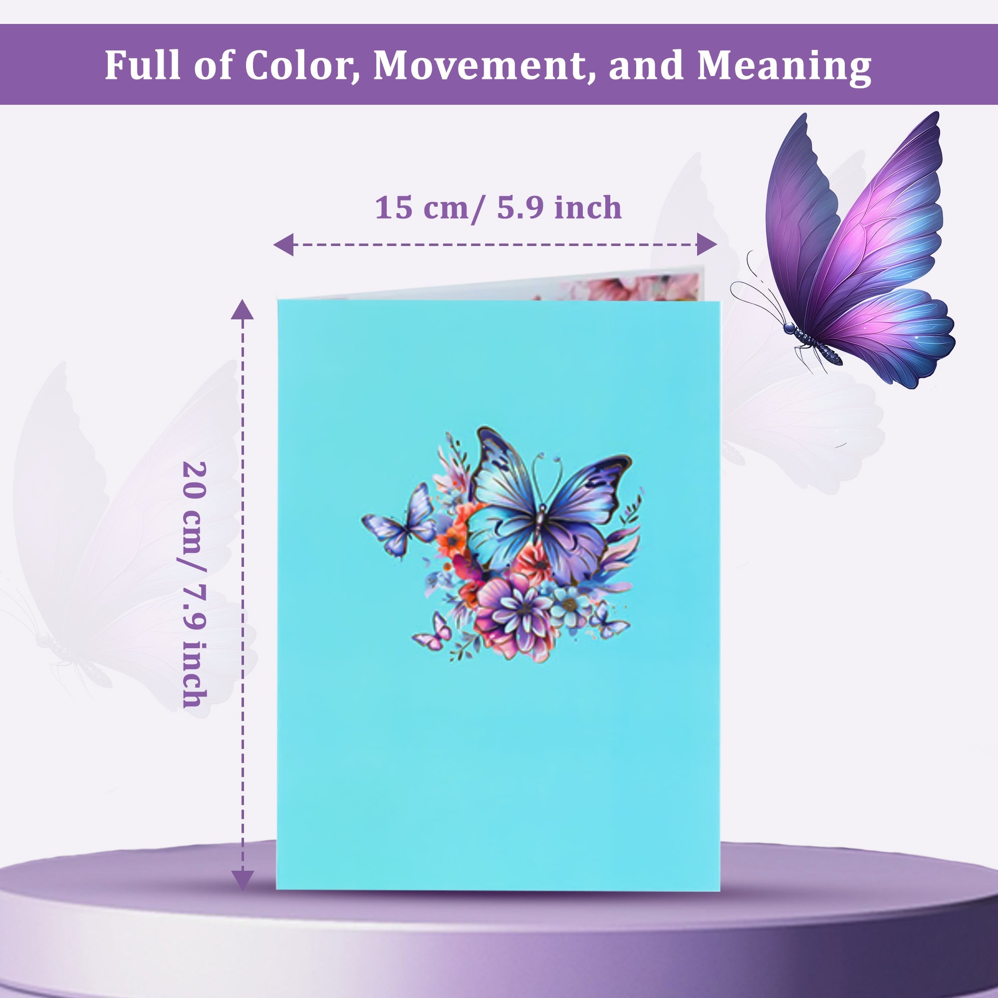 NUOERP 3D Pop-Up Butterflies Card – Unique Gift Card with Intricate Laser-Cut ‘Butterflies’ Design – Butterfly Pop Up Card with Floral Accents – 3D Butterfly Cards Fly Out for Birthday, Wedding & More Nuoerp