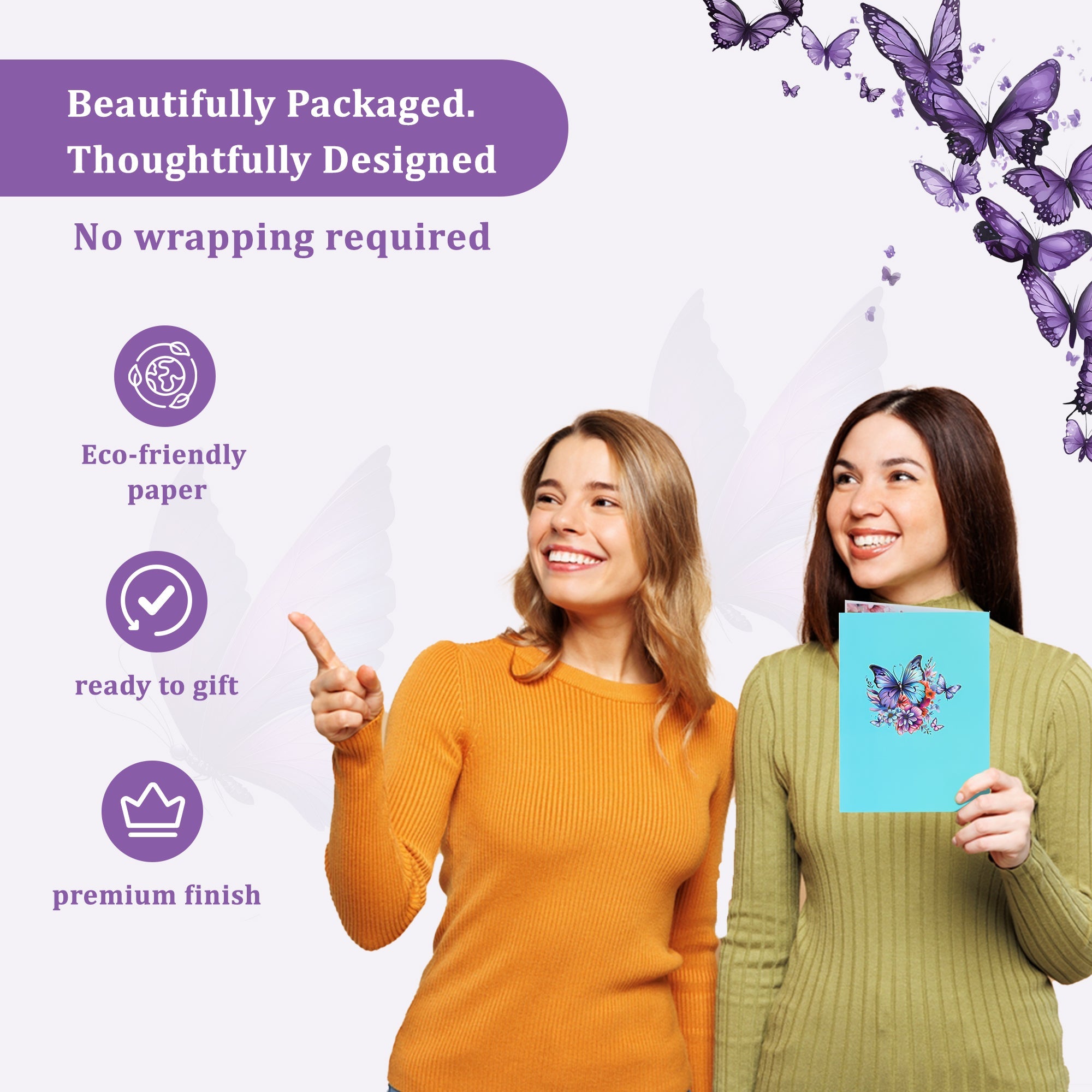 NUOERP 3D Pop-Up Butterflies Card – Unique Gift Card with Intricate Laser-Cut ‘Butterflies’ Design – Butterfly Pop Up Card with Floral Accents – 3D Butterfly Cards Fly Out for Birthday, Wedding & More Nuoerp