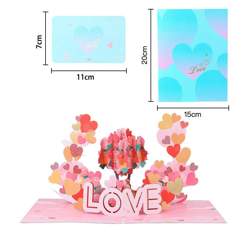 3D Greeting pop up card,happy birthday wedding,mother’s day,valentines day, pink