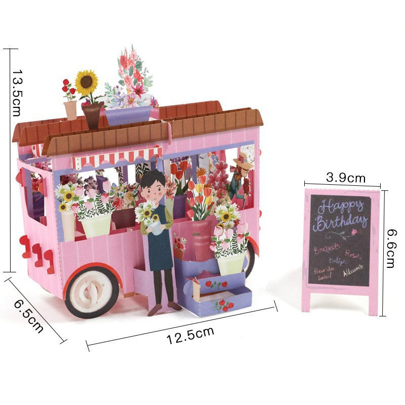 3D Greeting Pop-Up Card - Flower Shop and Florist Kiosk