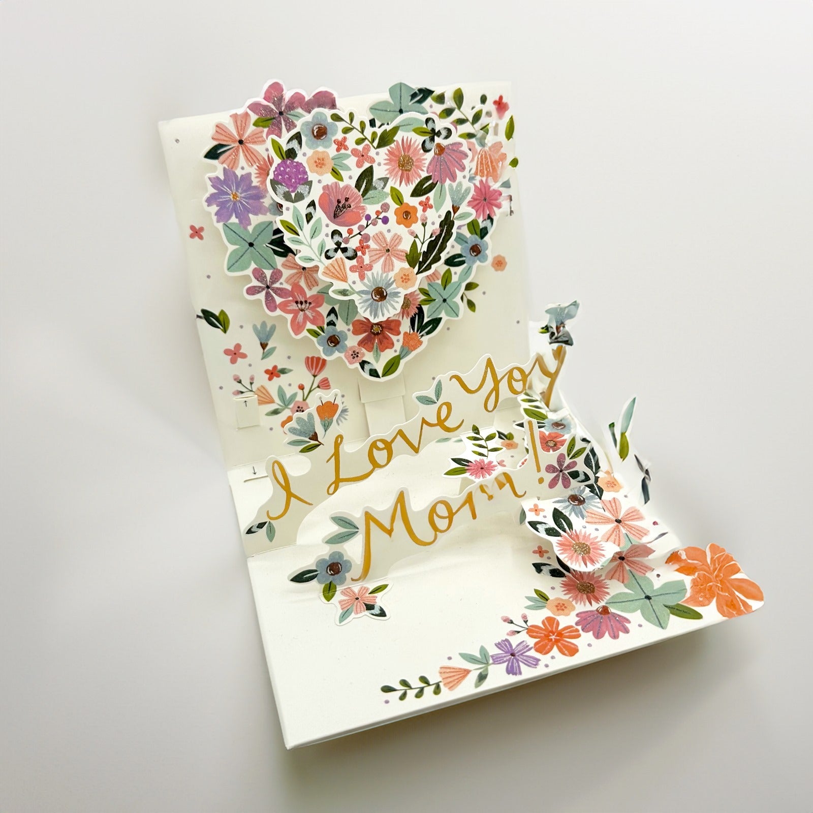 3D Greeting pop up card, flowers (heart-shaped)