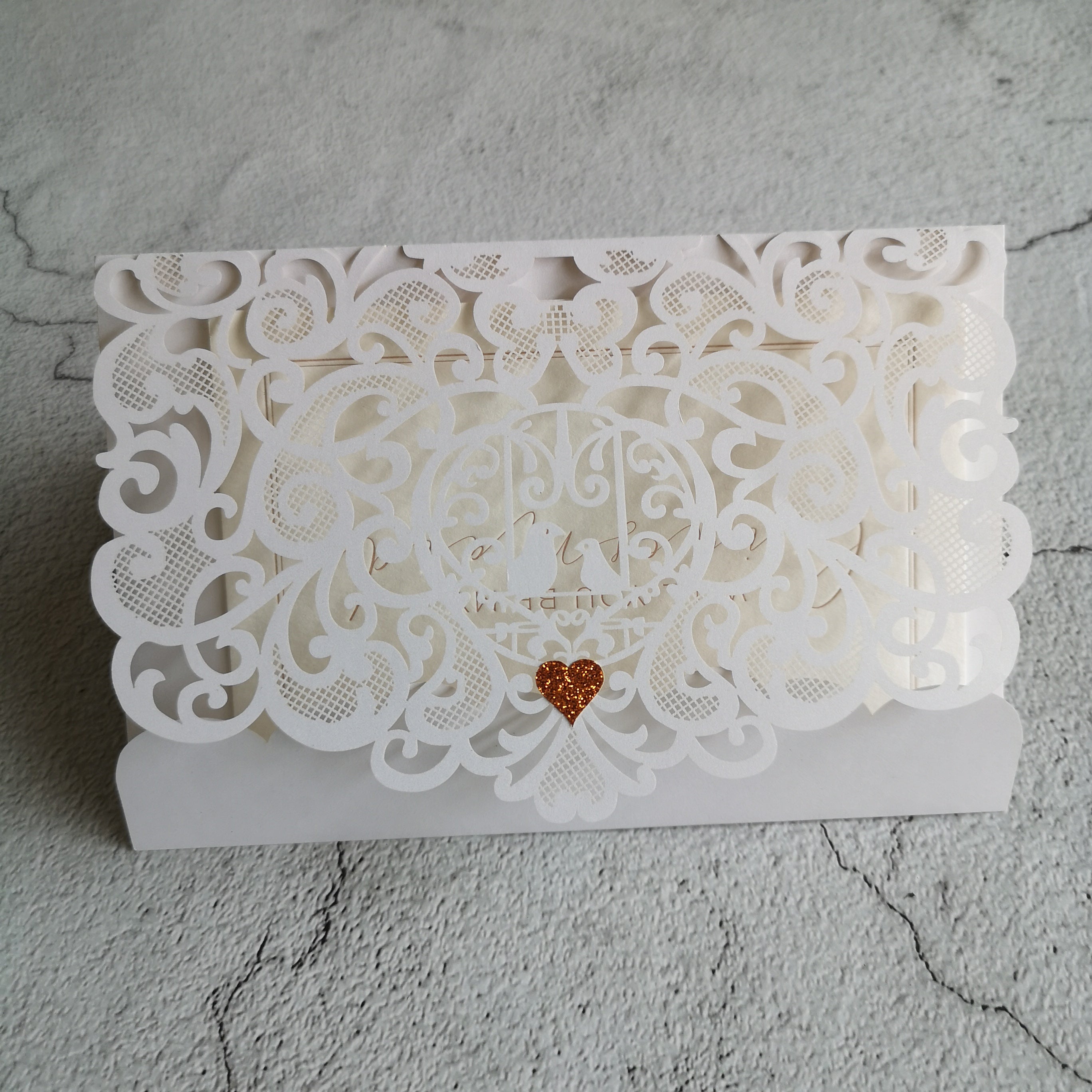 Luxury flower printed save the date wedding invitation cards with envelopes, white