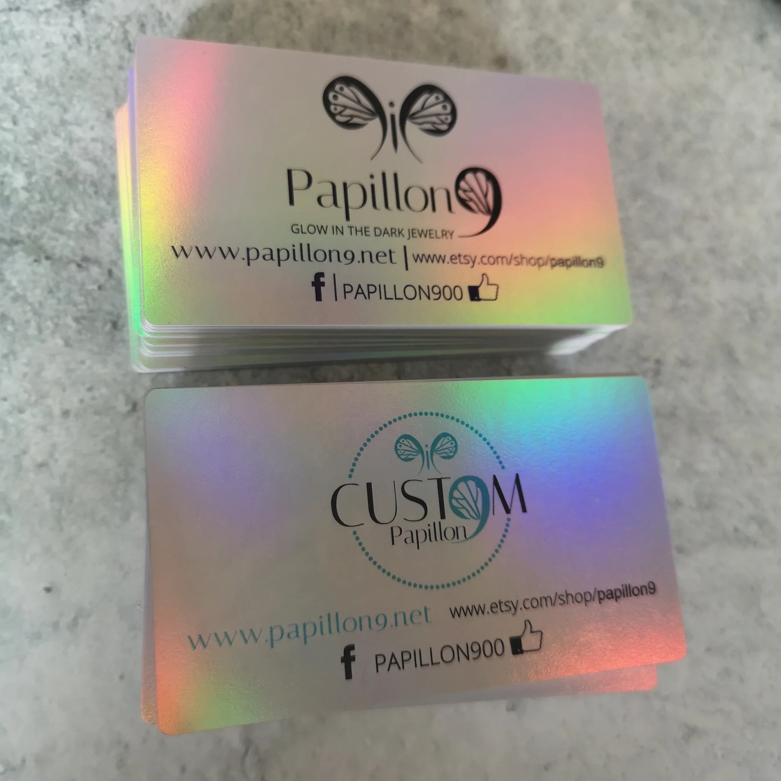 iridescent Effect Metallic Ink Plastic Cards Shining Holographic PVC Business Card