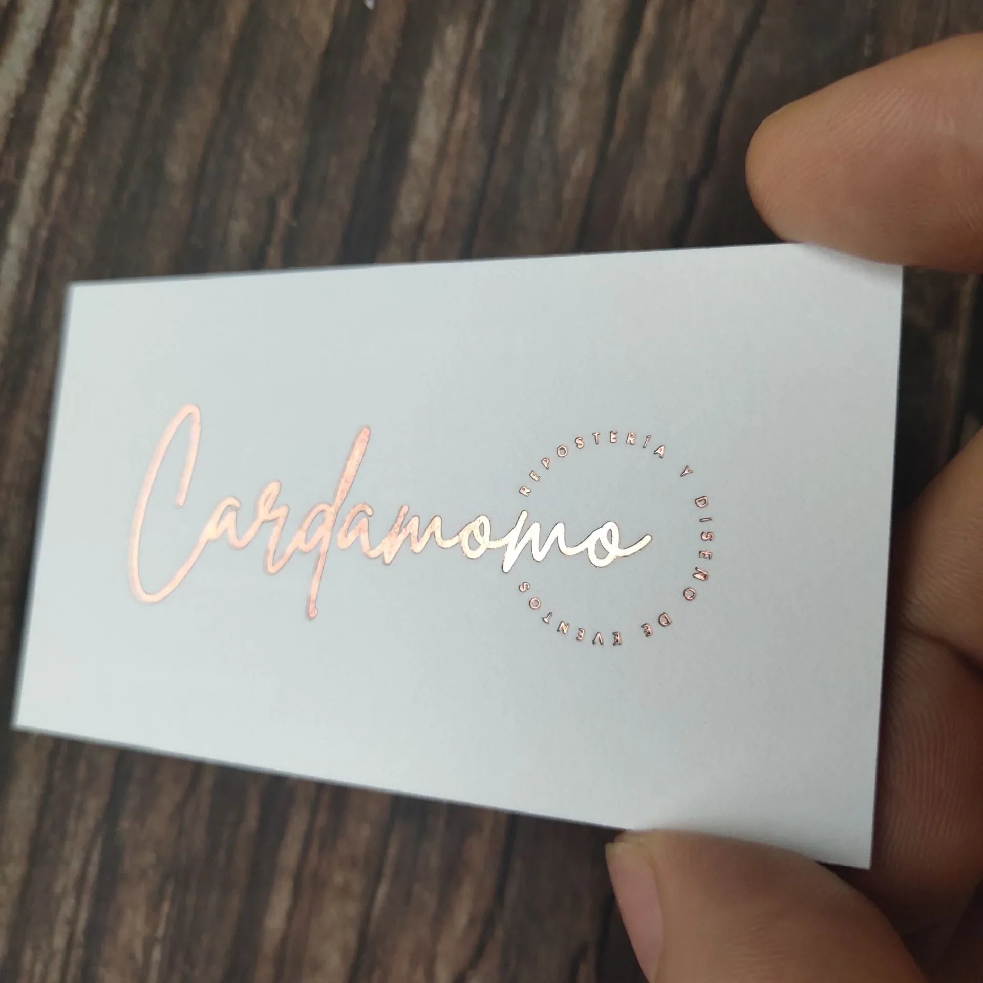 White cotton paper printing letterpress business cards, gold foil business card