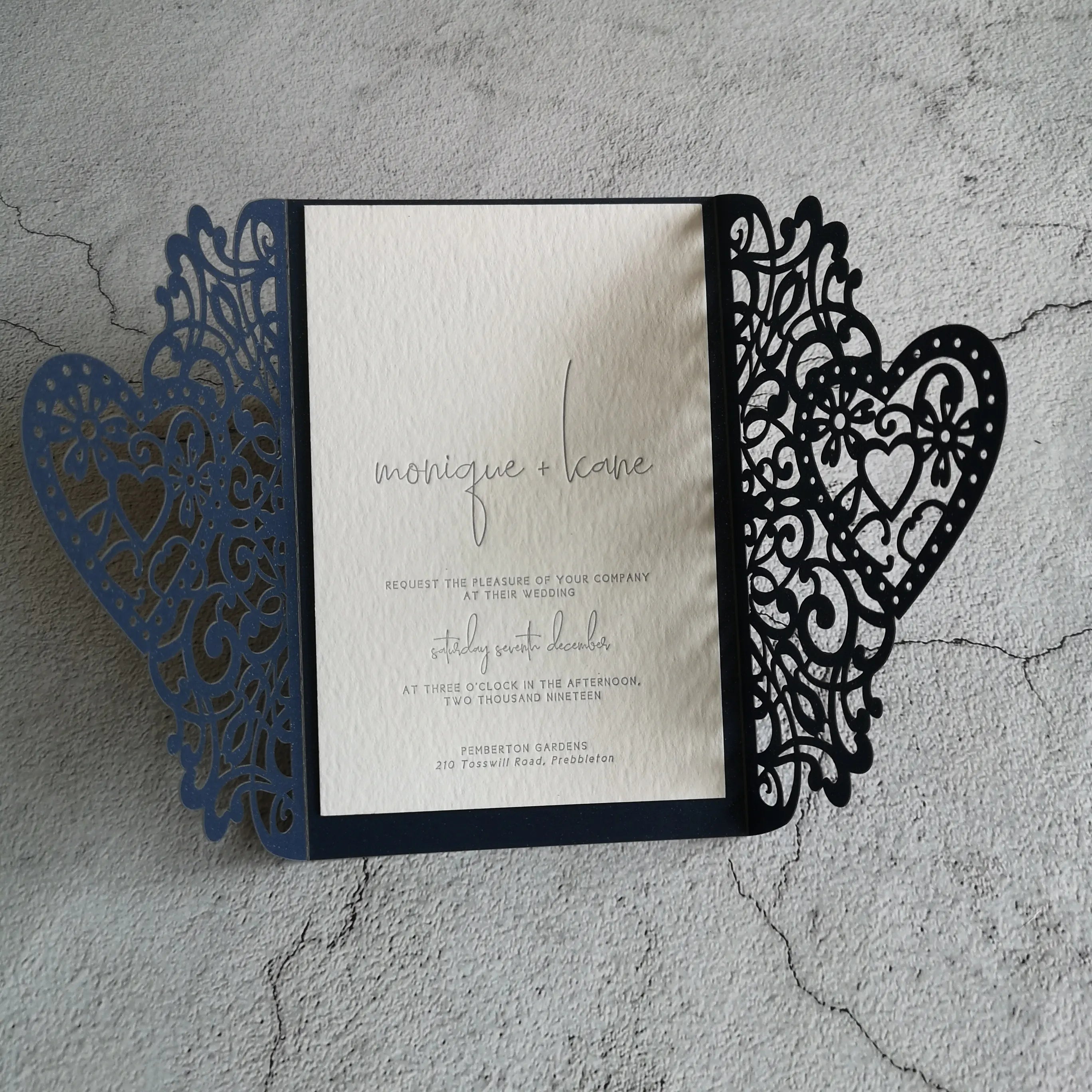 Laser Cut Pocket Folding Wedding Invitation Card Elegant Design