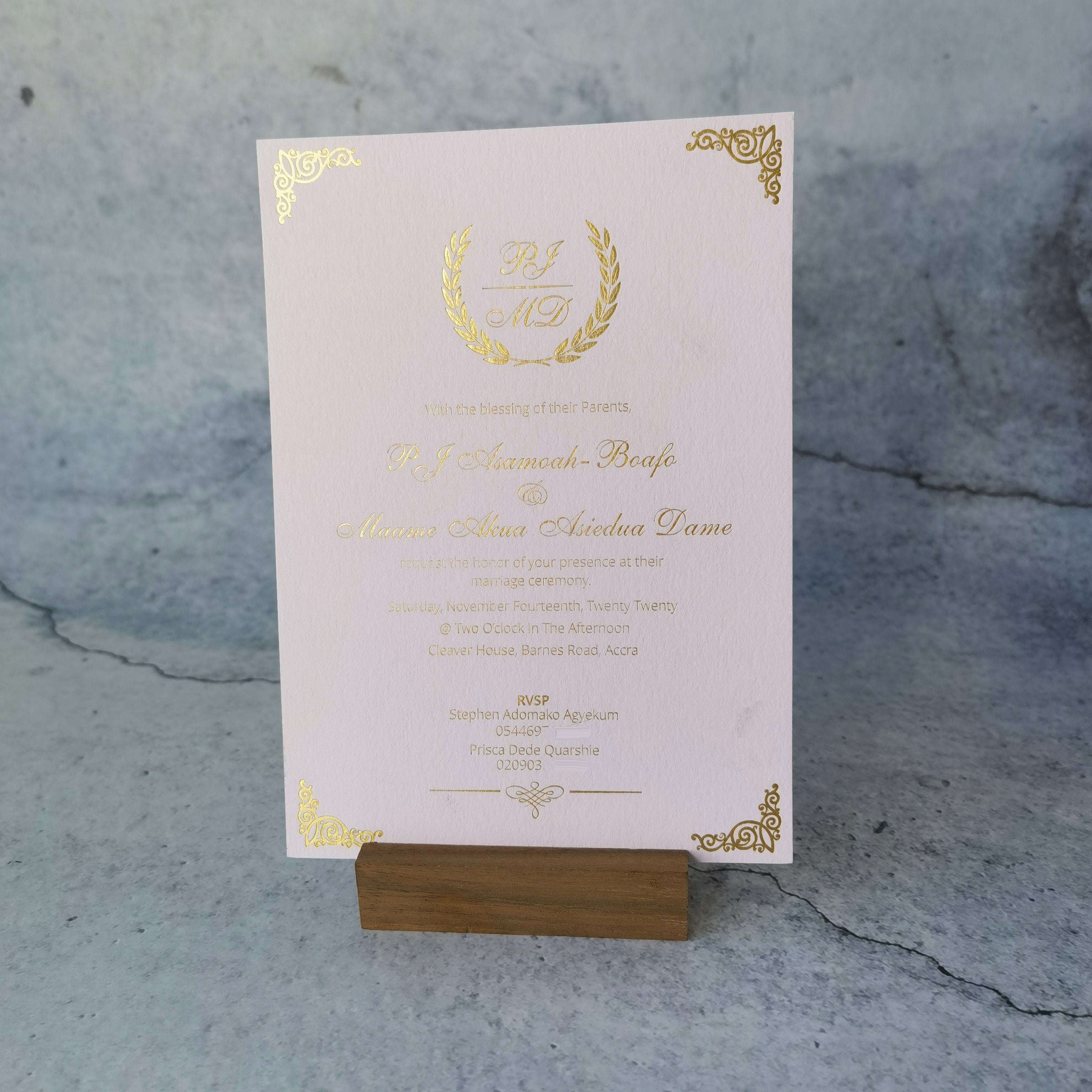 Full printing design wedding Invitations announcements custom gold wedding cards