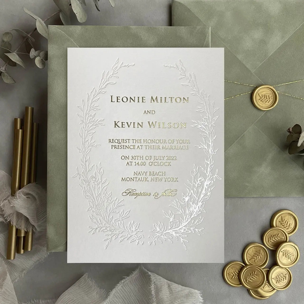 Custom printing design wedding Invitations - gold