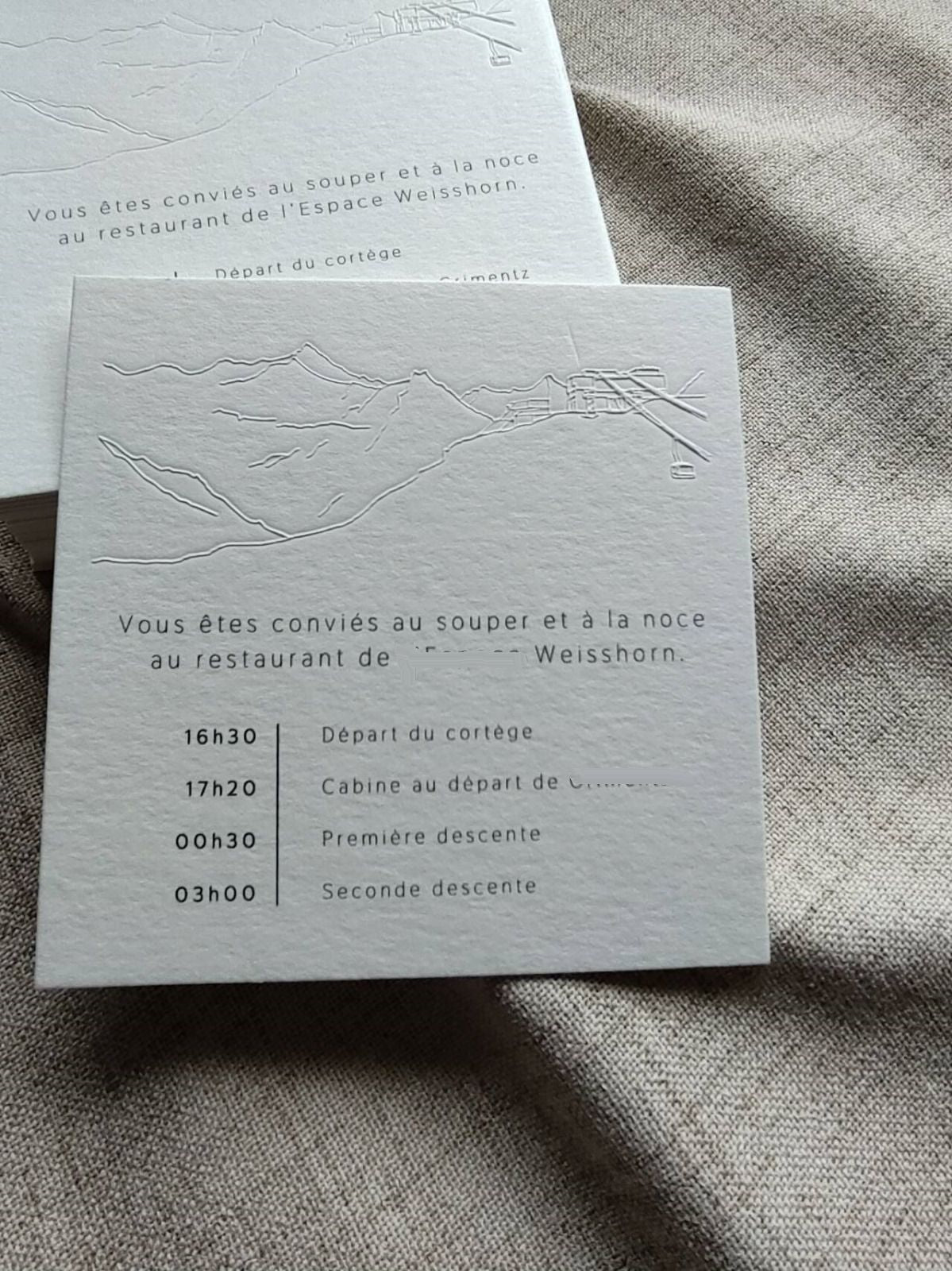 Luxury Classic debossed card Letterpress Wedding Invitation card