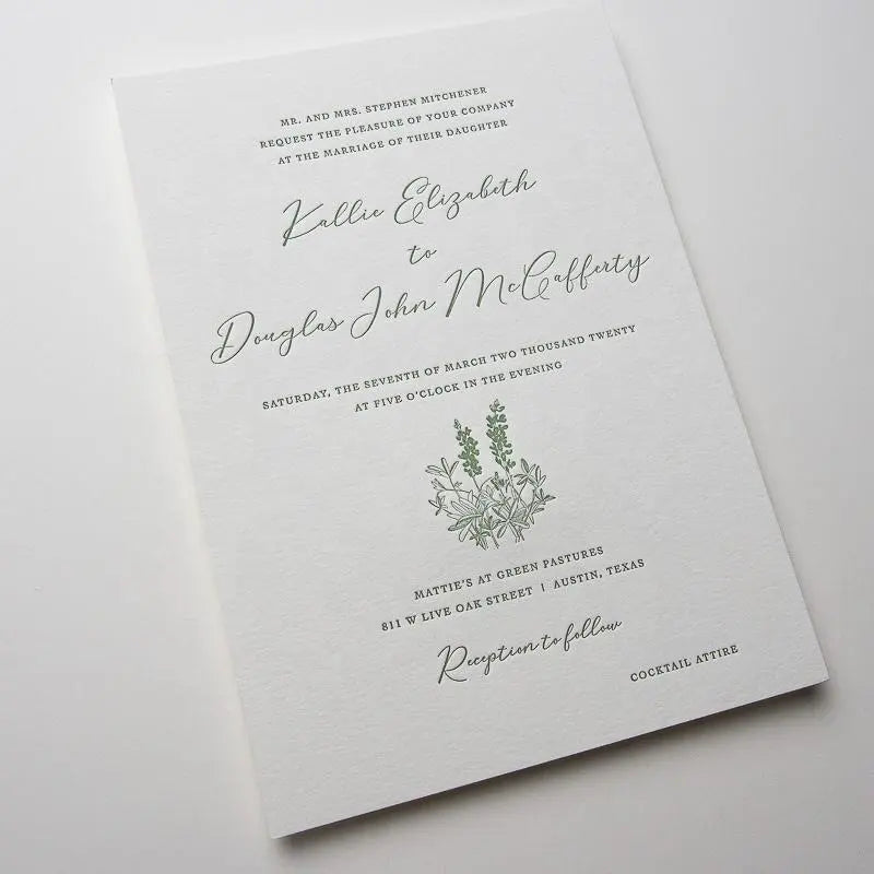 Luxury Classic debossed card Letterpress Wedding Invitation printing